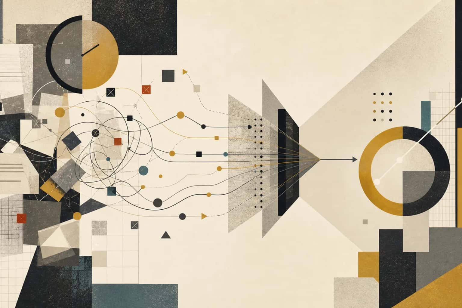Abstract geometric manual work clutter resolving into a clearer ROI signal